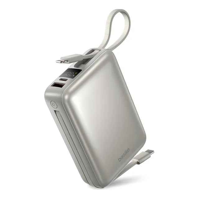 Basike Power Bank B201 22.5w 20000mah Com Display Carregamento Rápido Power 4 Saídas Prateado