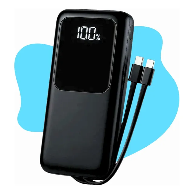 Carregador Portátil 20000 Turbo 22.5w Power Bank Premium Universal Rápido Para Samsung iPhone Xiaomi Motorola Celular Smartwatch Tablet Casenn Preto