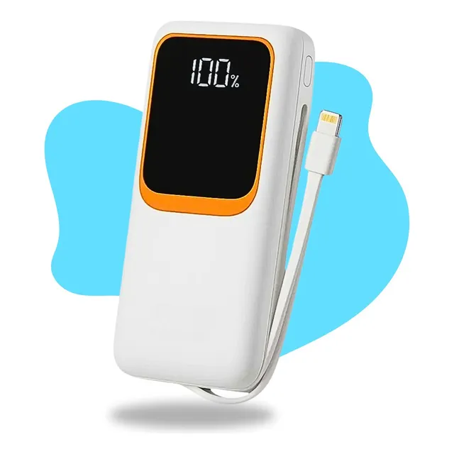 Carregador Portátil 20000 Turbo 22.5w Power Bank Premium Universal Rápido Para Samsung iPhone Xiaomi Motorola Celular Smartwatch Tablet Casenn Branco