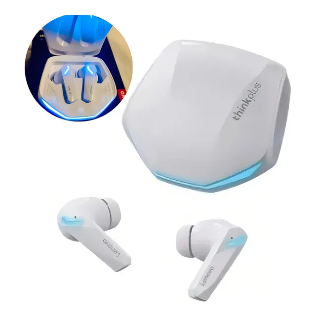 Fone Bluetooth Gm2 Lenovo Thinkplus Live Pods Pro Tws Cor Branco Luz Azul