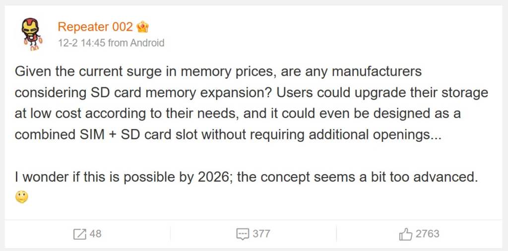 Publicação de Repeater 002 no Weibo