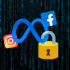 Logo da Meta com um cadeado e os ícones do Facebook e Instagram ao lado