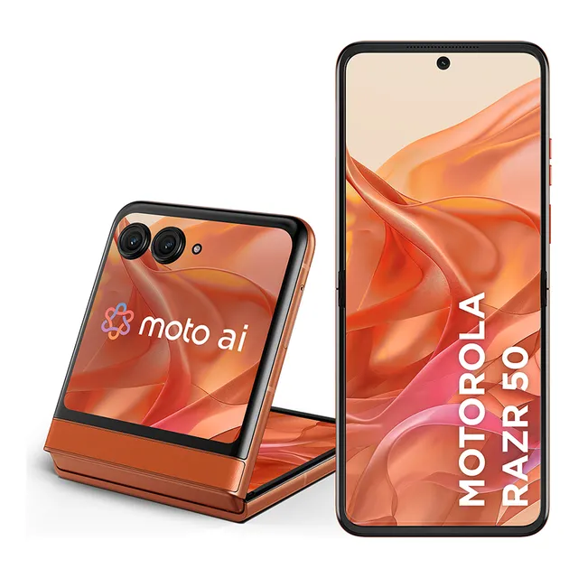 Smartphone Motorola Razr 50 - 512gb 24gb (12gb Ram +1 2gb Ram Boost) Tela Dobrável 6,9 Poled E Externa 3,6 Moto Ai Camera Ipx8 - Orange