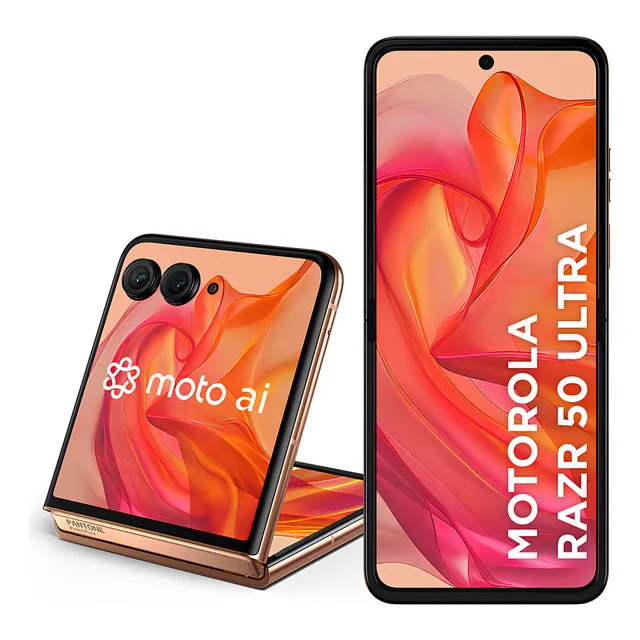 Smartphone Motorola Razr 50 Ultra - 512gb 24gb (12gb Ram+12gb Ram Boost) Tela Dobrável 6,9 Poled E Externa 4 Moto Ai Camera Ipx8 - Peach Fuzz