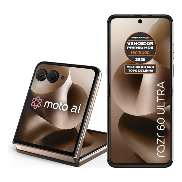 Smartphone Motorola Razr 60 Ultra - 1tb 32gb (16gb Ram+16gb Ram Boost) Snapdragon 8 Elite Tela Dobrável 7 E Externa 4 Moto Ai 50mp Camera - Madeira