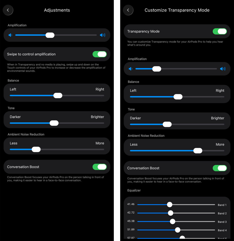 Capturas de tela do LibrePods no Android