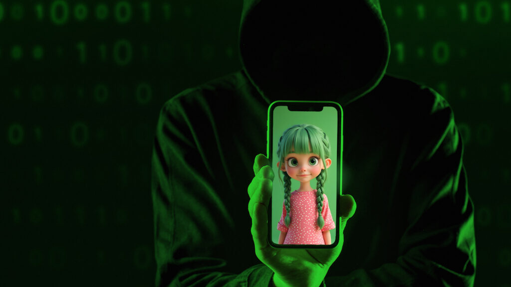 Uma pessoa segura um celular com um avatar 3D fofo