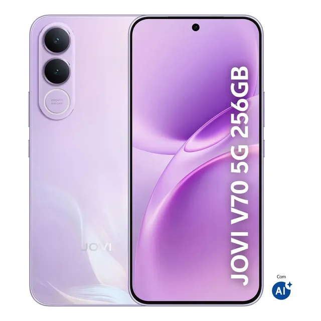 Smartphone Jovi V70 5g Câmera 200mp 256gb De Memória 16gb Ram (8gb + 8gb Ram Expansível) Bateria Longa Duração 7000mah Processador Octa-core Dimensity - Lilás Boreal